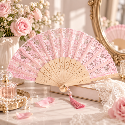 Vintage Lace Pattern Folding Fan