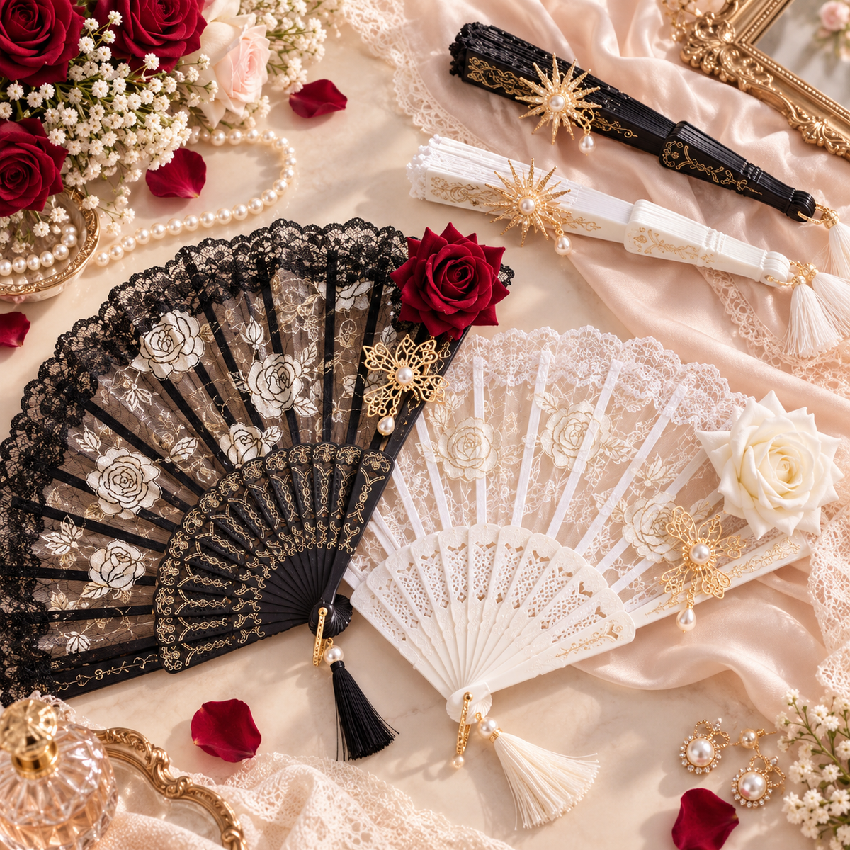 Victorian Gothic Lace Hand Fan