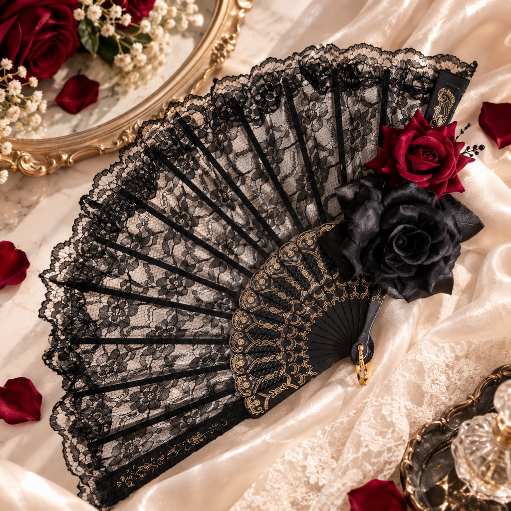 Victorian Gothic Lace Hand Fan