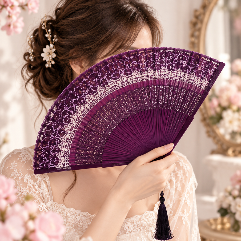 Chinese Silk Tassel Folding Fan