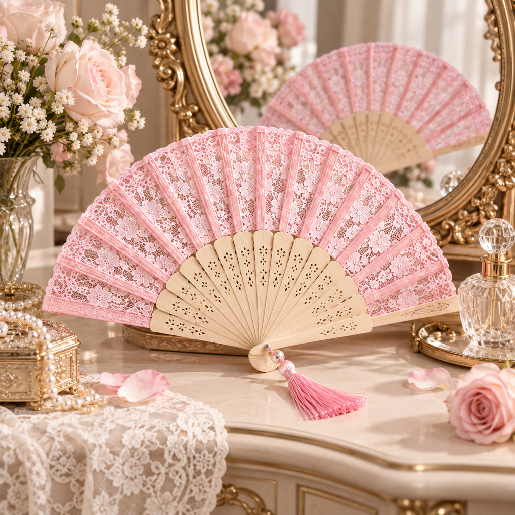 Vintage Lace Pattern Folding Fan