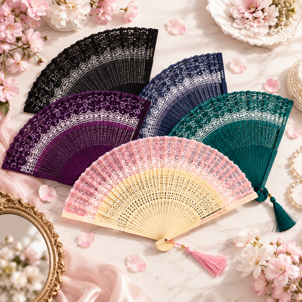 Chinese Silk Tassel Folding Fan